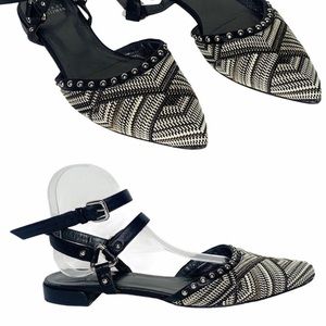 Stuart Weitzman Black Point Toe Leather Sandals 9